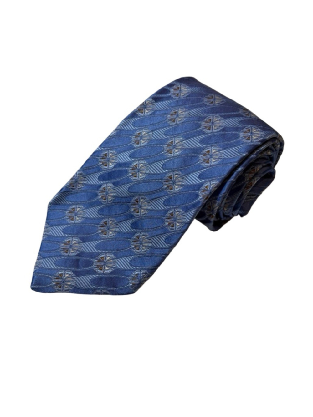 Ermenegildo Zegna Silk Tie Blue Medallion Geometric Luxury Italy